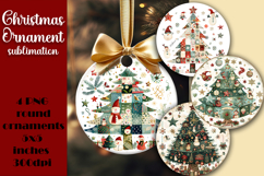 Christmas Tree patchwork Winter Ornament Sublimation Product Image 1