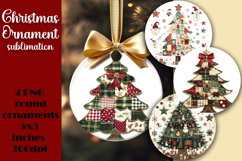 Christmas Tree patchwork Winter Ornament Sublimation Product Image 1
