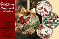 Cardinal Birds Ornament Print | embroidery, red ornament Product Image 1
