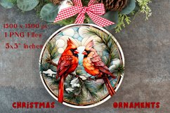Cardinal Birds Ornament Print | embroidery, red ornament Product Image 2