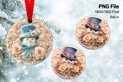 Snowman Christmas Ornament Round Circle Tree Decorate PNG_15 Product Image 1