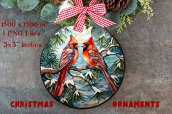 Cardinal Birds Ornament Print | embroidery, red ornament Product Image 3