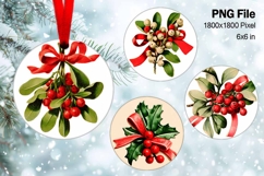 Christmas Ornament Poinsettia Flower Round Circle Decorate17 Product Image 1