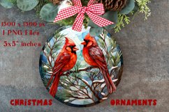 Cardinal Birds Ornament Print | embroidery, red ornament Product Image 4