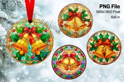 Christmas Bells Ornament Ringing Bells Tree Stained Glass_18 Product Image 1