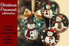 Vintage snowman Ornament Sublimation, Round Ornament Png Product Image 1
