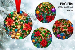 Christmas Ornament Poinsettia Flower Round Circle Decorate20 Product Image 1