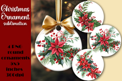 Red and white Poinsettia, epoxy resin Ornament Sublimation Product Image 1