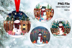 Snowman Christmas Ornament Round Circle Tree Decorate PNG_23 Product Image 1