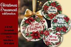 Red and white Poinsettia, epoxy resin Ornament Sublimation Product Image 1