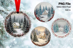 Christmas House Ornament Watercolor Snow House Decorate_26 Product Image 1