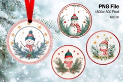 Snowman Christmas Ornament Round Circle Tree Decorate PNG_29 Product Image 1
