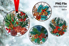 Christmas Ornament Poinsettia Flower Round Circle Decorate30 Product Image 1