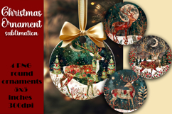 Round Christmas Ornament PNG | embroidery Deer PNG Product Image 1