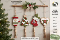 Christmas Hanging Ornaments Laser Cut. Christmas Decor SVG Product Image 1