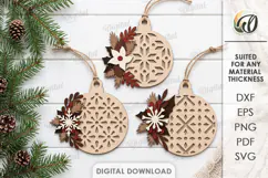 Christmas Ornaments Laser Cut. Christmas Tree Decoration SVG Product Image 1