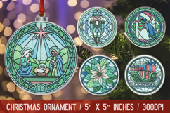 3D Christmas Ornament Sublimation Design, Round Ornament Png Product Image 1