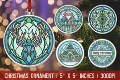 3D Christmas Ornament Sublimation Design, Round Ornament Png Product Image 1