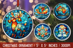 3D Christmas Ornament Sublimation Design, Round Ornament Png Product Image 1