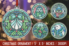 3D Christmas Ornament Sublimation Design, Round Ornament Png Product Image 1
