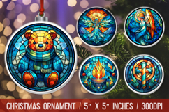 3D Christmas Ornament Sublimation Design, Round Ornament Png Product Image 1