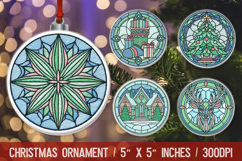 3D Christmas Ornament Sublimation Design, Round Ornament Png Product Image 1