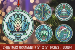 3D Christmas Ornament Sublimation Design, Round Ornament Png Product Image 1