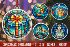 3D Christmas Ornament Sublimation Design, Round Ornament Png Product Image 1