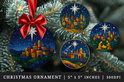 Christmas round ornaments sublimation design Product Image 1
