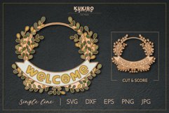 Welcome sign Wreath Laser cut | Score | Single line greenery Product Image 1