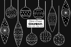 Christmas Ornaments White | Hand Drawn Tree Ball Decorations Product Image 1