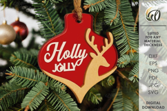 Christmas Tree Ornament With Glass Laser Cut. Christmas SVG Product Image 1