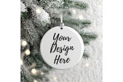 Christmas Ornament Mockup, Round White Ceramic Ornament_10 Product Image 1