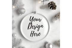 Christmas Ornament Mockup, Round White Ceramic Ornament_12 Product Image 1