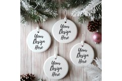 Christmas Ornament Mockup, Round White Ceramic Ornament_19 Product Image 1