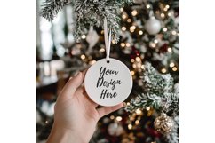 Christmas Ornament Mockup, Round White Ceramic Ornament_4 Product Image 1