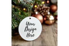 Christmas Ornament Mockup, Round White Ceramic Ornament_8 Product Image 1