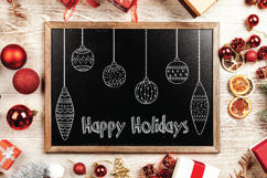 Christmas Ornaments White | Hand Drawn Tree Ball Decorations Product Image 6