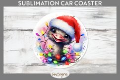 Christmas Ostrich v2 Entangled in Lights Car Coaster Sublima Product Image 1