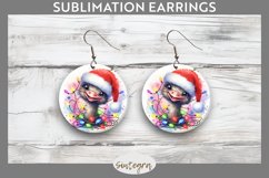 Christmas Ostrich v2 Entangled in Lights Round Earrings Subl Product Image 1