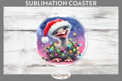 Christmas Ostrich v3 Entangled in Lights Round Coaster Subli Product Image 1