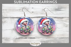 Christmas Ostrich v3 Entangled in Lights Round Earrings Subl Product Image 1