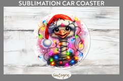 Christmas Ostrich v4 Entangled in Lights Car Coaster Sublima Product Image 1