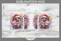 Christmas Ostrich v4 Entangled in Lights Mug Wrap Sublimatio Product Image 1