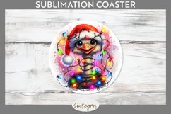 Christmas Ostrich v4 Entangled in Lights Round Coaster Subli Product Image 1