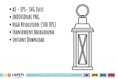 Winter line art clipart for printable crafts and DIY projects