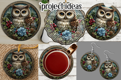 Christmas Wind Spinner, Owl Round Design, Owl Spinner, d12 Product Image 3