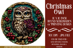 Christmas Wind Spinner, Owl Round Design, Owl Spinner, d19 Product Image 1
