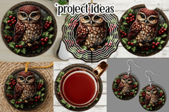 Christmas Wind Spinner, Owl Round Design, Owl Spinner, d25 Product Image 3