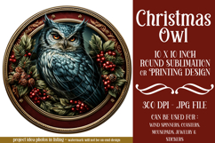 Christmas Wind Spinner, Owl Round Design, Owl Spinner, d29 Product Image 1